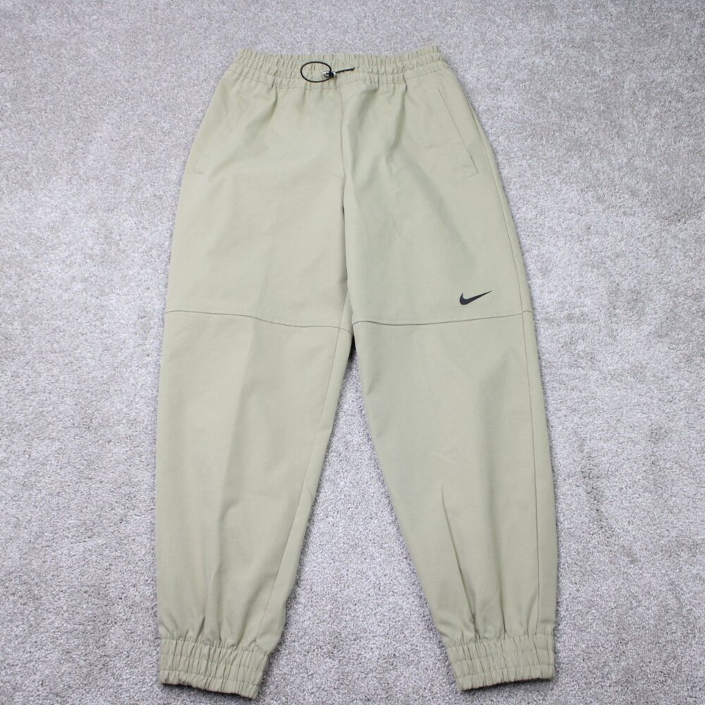 Nike Pants Womens Medium (30x28) Beige Sportswear Swoosh Woven Polyester Joggers - Picture 1 of 12